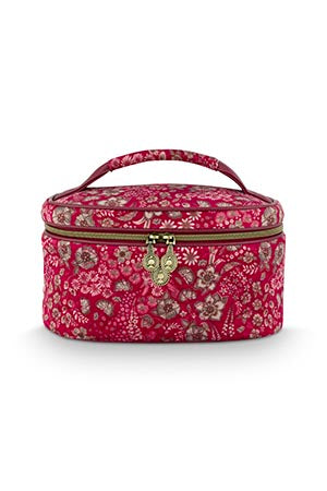 Cleo Kosmetiktasche – Gestepptes Daisy Dreams-Design - PIP Studio (rot)