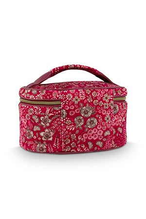 Cleo Kosmetiktasche – Gestepptes Daisy Dreams-Design - PIP Studio (rot)