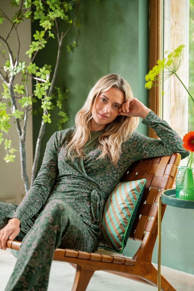 Triko s dlouhým rukávem Teagan Vest – Daisy Dreams Green - Pip Studio