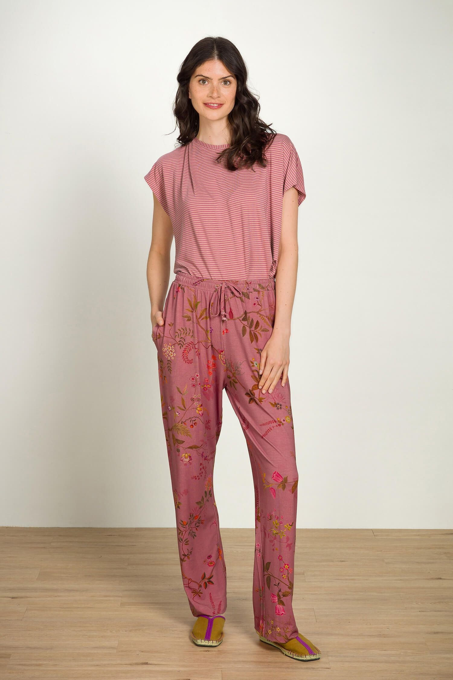 Belin Bodhi Flower long pants dark pink