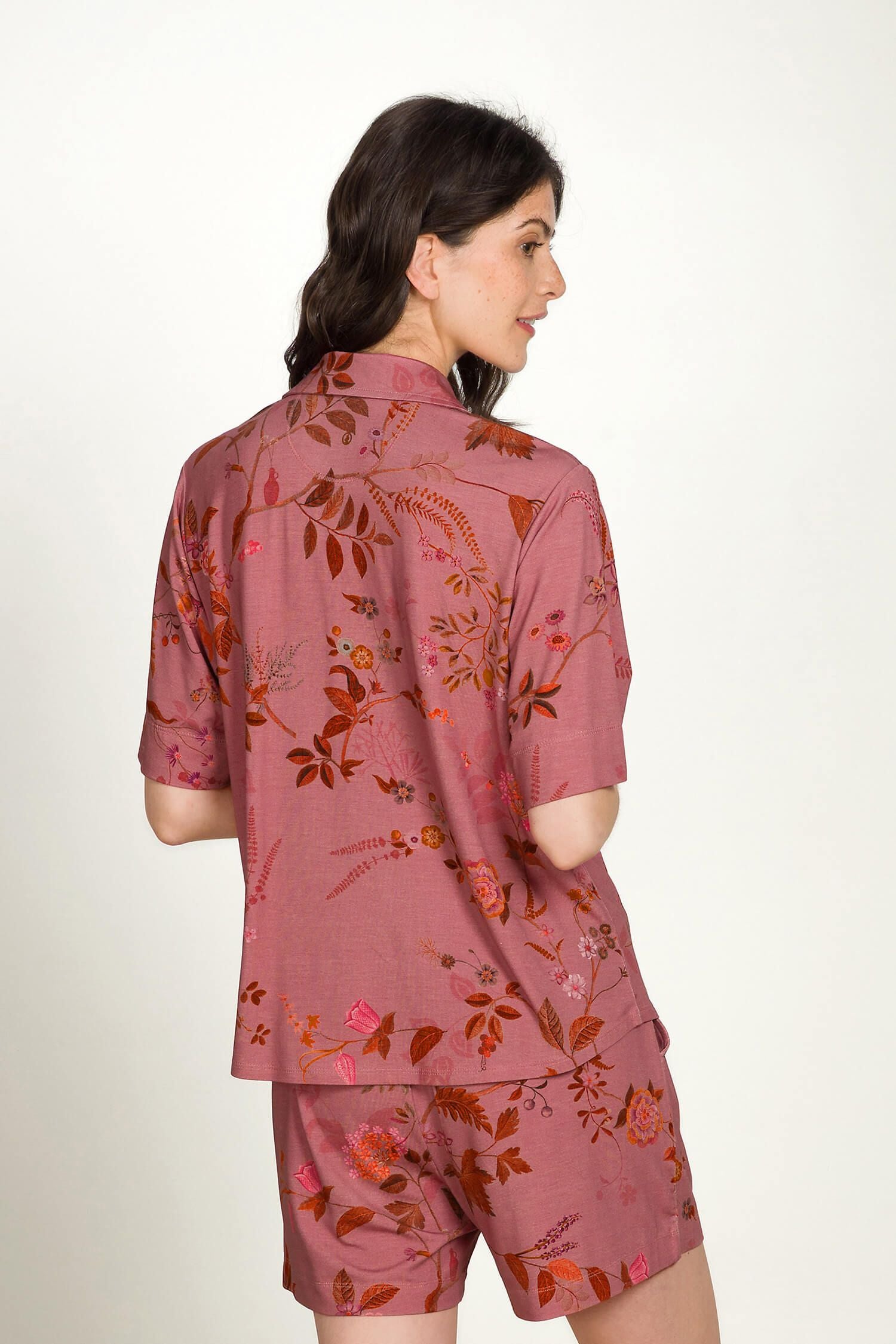 Dark pink short sleeve top Flora Bodhi Flower
