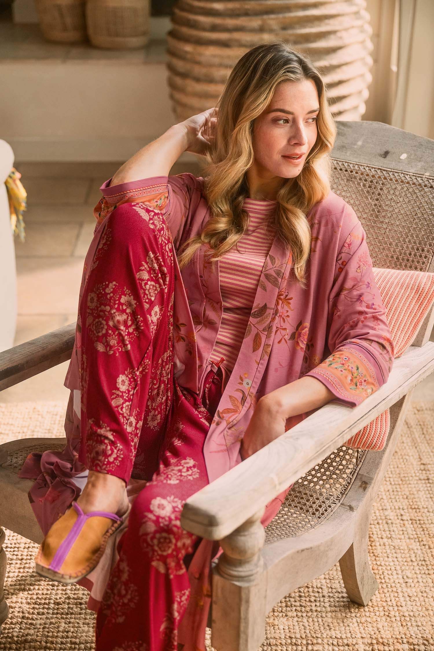 Kimono Noa Bodhi Flower Dark Pink - Pip Studio