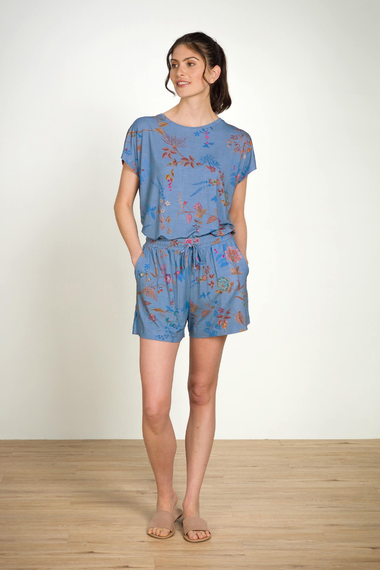 Bodhi Flower Blue Short Bob Trousers