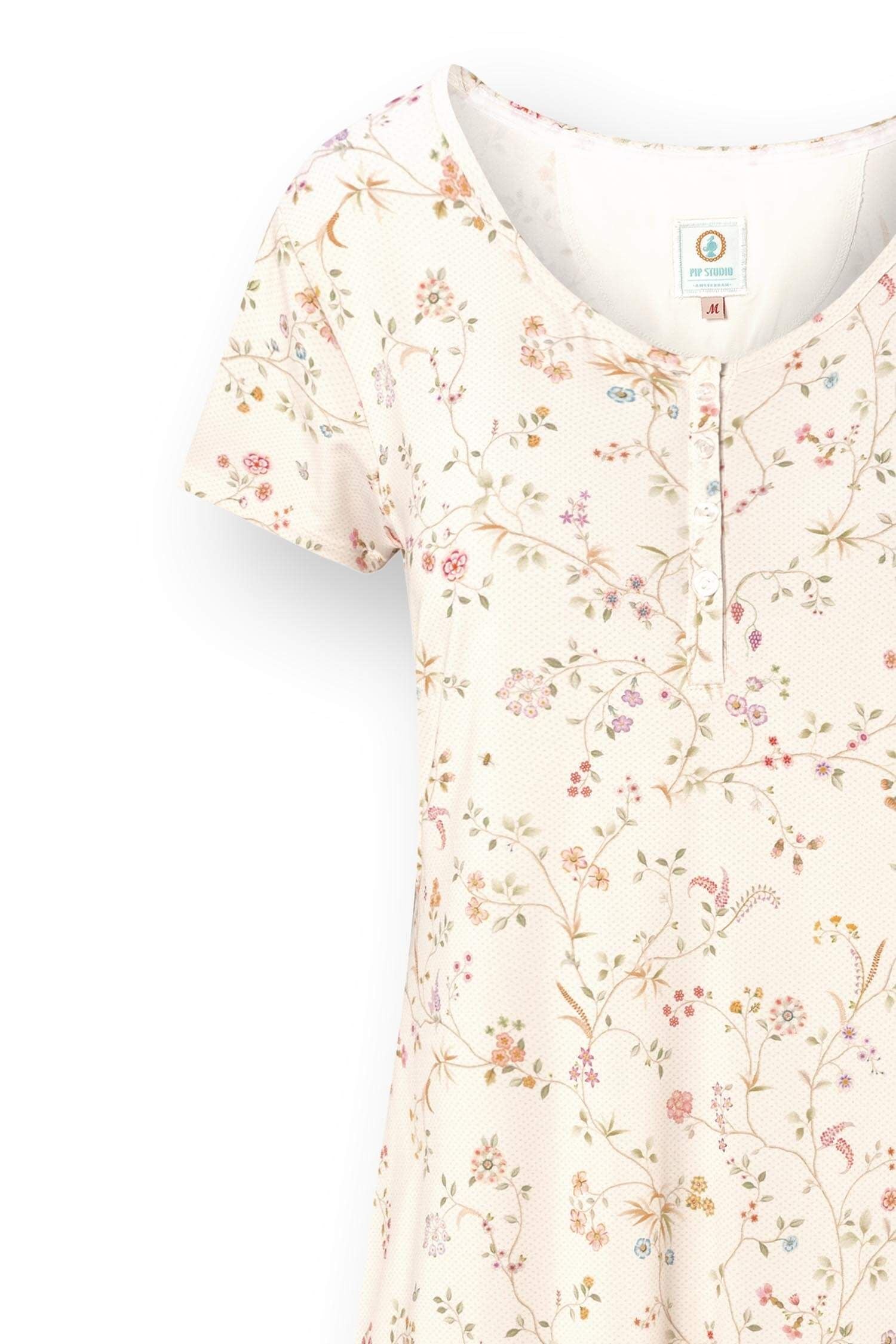 Daisy Little Delhi Kurzarm-Nachthemd mit Etikett - Weiß