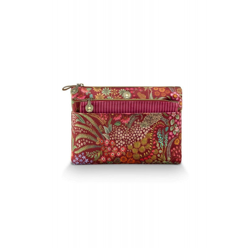 Kosmetiktasche (Set) – Querida Gesteppte Samt-Kombi – Pip Studio (rot)