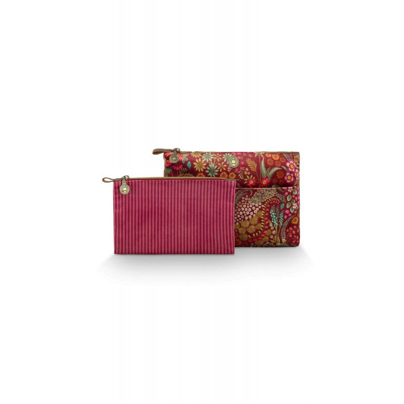 Kosmetiktasche (Set) – Querida Gesteppte Samt-Kombi – Pip Studio (rot)