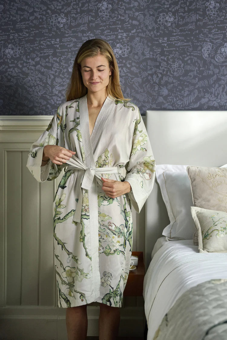 Van Gogh Satin Kimono Sakura Blue