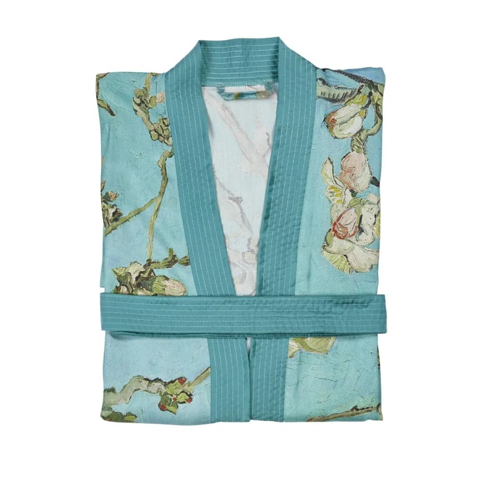 Van Gogh saténové kimono Sakura Blue
