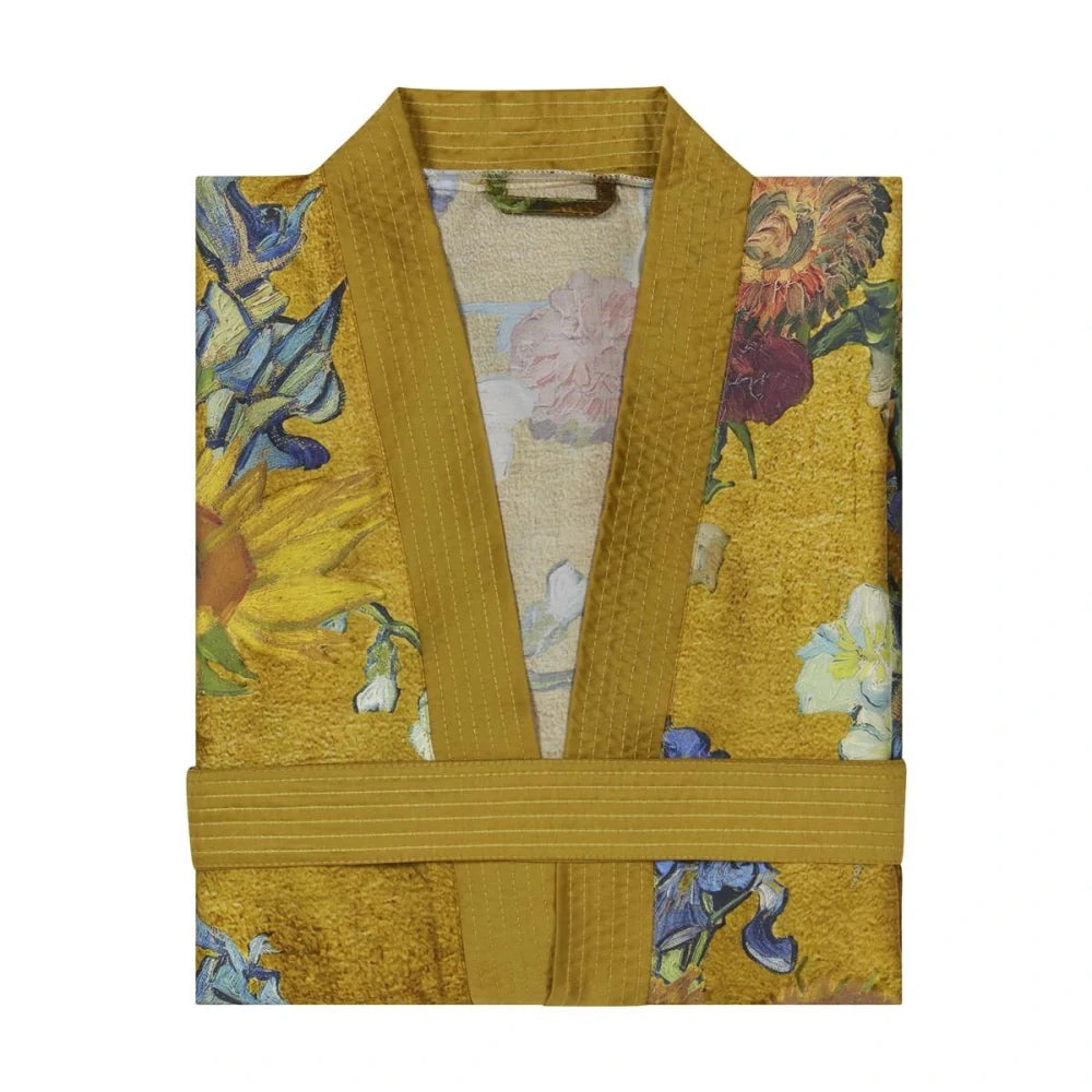 Van Gogh saténové kimono Partout des Fleurs Gold